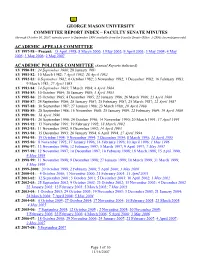 George Mason University Committee Report Index – Faculty Senate Minutes