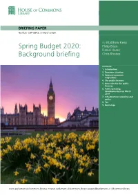 Spring Budget 2020: Background Briefing