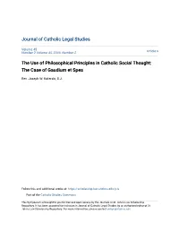The Use of Philosophical Principles in Catholic Social Thought: the Case of Gaudium Et Spes