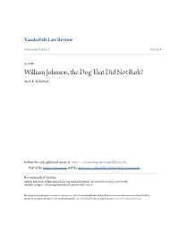 William Johnson, the Dog That Did Not Bark? Mark R