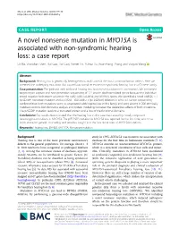 A Novel Nonsense Mutation in MYO15A Is