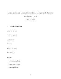 Combinational Logic; Hierarchical Design and Analysis