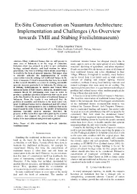 Ex-Situ Conservation on Nusantara Architecture: Implementation and Challenges (An Overview Towards TMII and Stübing Freilichtmuseum)