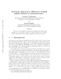 Few-Body Approach to Diffraction of Small Helium Clusters by Nanostructures