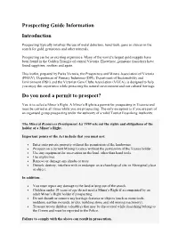Prospecting Guide Information Introduction Do You Need a Permit