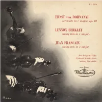 Serenade in E Major, Op. 10 / String Trio in C Major