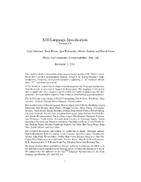 X10 Language Specification