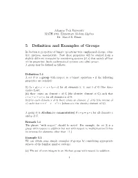 5 Definition and Examples of Groups