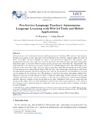Pre-Service Language Teachers' Autonomous Language Learning with Web 2.0 Tools and Mobile Applications
