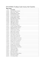 2018 WNBA Trading Cards Factory Set Checklist