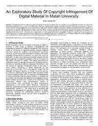 An Exploratory Study of Copyright Infringement of Digital Material in Mutah University