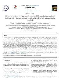 Detection of Streptococcus Pneumoniae and Moraxella Catarrhalis in Patients with Paranasal Chronic Sinusitis by Polymerase Chain Reaction Method