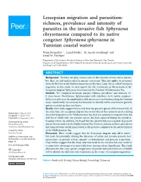 Lessepsian Migration and Parasitism: Richness, Prevalence and Intensity