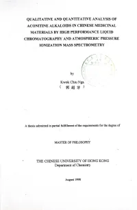 QUALITATIVE and Quantitatrvte ANALYSIS of ACONITINE