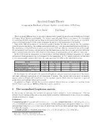 Spectral Graph Theory to Appear in Handbook of Linear Algebra, Second Edition, CCR Press