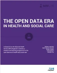 The Open Data Era in Health and Social Care