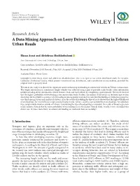 A Data Mining Approach on Lorry Drivers Overloading in Tehran Urban Roads