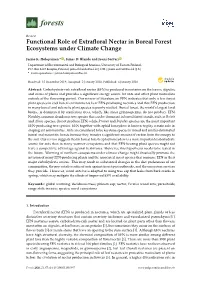 Functional Role of Extrafloral Nectar in Boreal Forest Ecosystems Under
