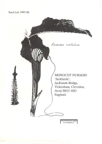 Monocot Nursery Seed List 1995-96