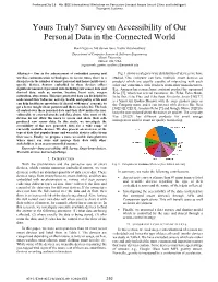 Survey on Accessibility of Our Personal Data in the Connected World