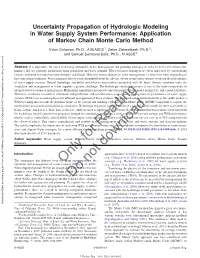 Uncertainty Propagation of Hydrologic Modeling in Water Supply System Performance: Application of Markov Chain Monte Carlo Method