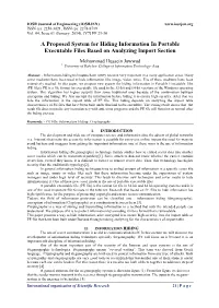 A Proposed System for Hiding Information in Portable Executable Files Based on Analyzing Import Section