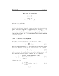 Angular Momentum 23.1 Classical Description