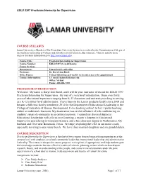 EDLD 5397 Practicum/Internship for Supervision Lamar University