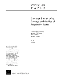 Selection Bias in Web Surveys and the Use of Propensity Scores