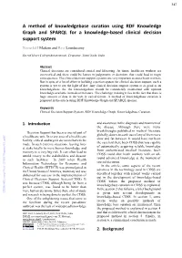 A Method of Knowledgebase Curation Using RDF Knowledge Graph and SPARQL for a Knowledge-Based Clinical Decision Support System
