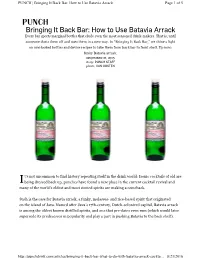 Bringing It Back Bar: How to Use Batavia Arrack Page 1 of 5