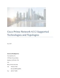 Cisco Prime Network Supported Technologies and Topologies, 4-3.2