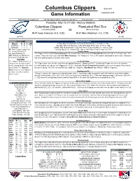 Columbus Clippers Game #38 Game Information Road Game #20