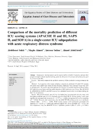 Comparison of the Mortality Prediction of Different ICU Scoring Systems