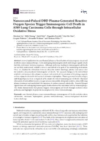 Nanosecond-Pulsed DBD Plasma-Generated Reactive Oxygen Species Trigger Immunogenic Cell Death in A549 Lung Carcinoma Cells Through Intracellular Oxidative Stress