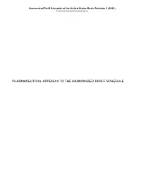 Pharmaceutical Appendix to the Harmonized Tariff Schedule