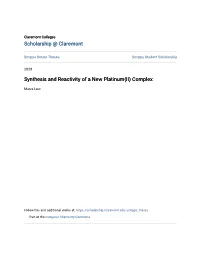 Synthesis and Reactivity of a New Platinum(II) Complex