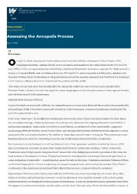 Assessing the Annapolis Process | the Washington Institute