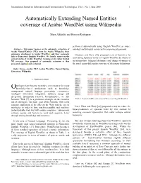 Automatically Extending Named Entities Coverage of Arabic Wordnet Using Wikipedia