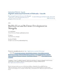 Bird Red List and Its Future Development in Mongolia S