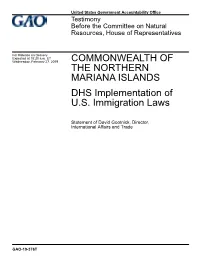 COMMONWEALTH of the NORTHERN MARIANA ISLANDS DHS Implementation of U.S