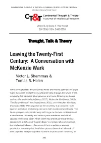 Leaving the Twenty-First Century: a Conversation with Mckenzie Wark