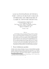 Logical Foundations of Physics. Part I. Zeno's Dichotomy Paradox