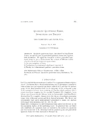 Quadratic Quaternion Forms, Involutions and Triality