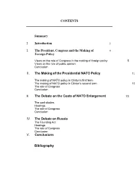 CONTENTS Summary I. Introduction I. the President, Congress