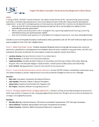 Expert Panelists Consider Community Development's Next Wave Intro