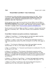 Ferranti Mark I and Mark I*: List of References