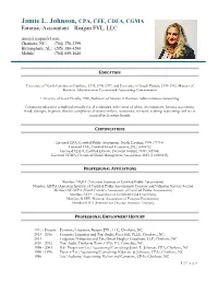 Jamie L. Johnson, CPA, CFE, CDFA, CGMA Forensic