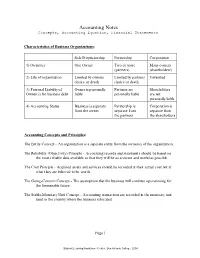 Concepts/Principles, Accounting Equation