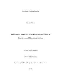Exploring the Nature and Diversity of Microorganisms in Healthcare and Educational Settings